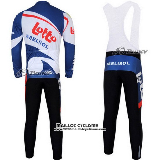2012 Maillot Ciclismo Lotto Belisol Blanc et Bleu Manches Longues et Cuissard